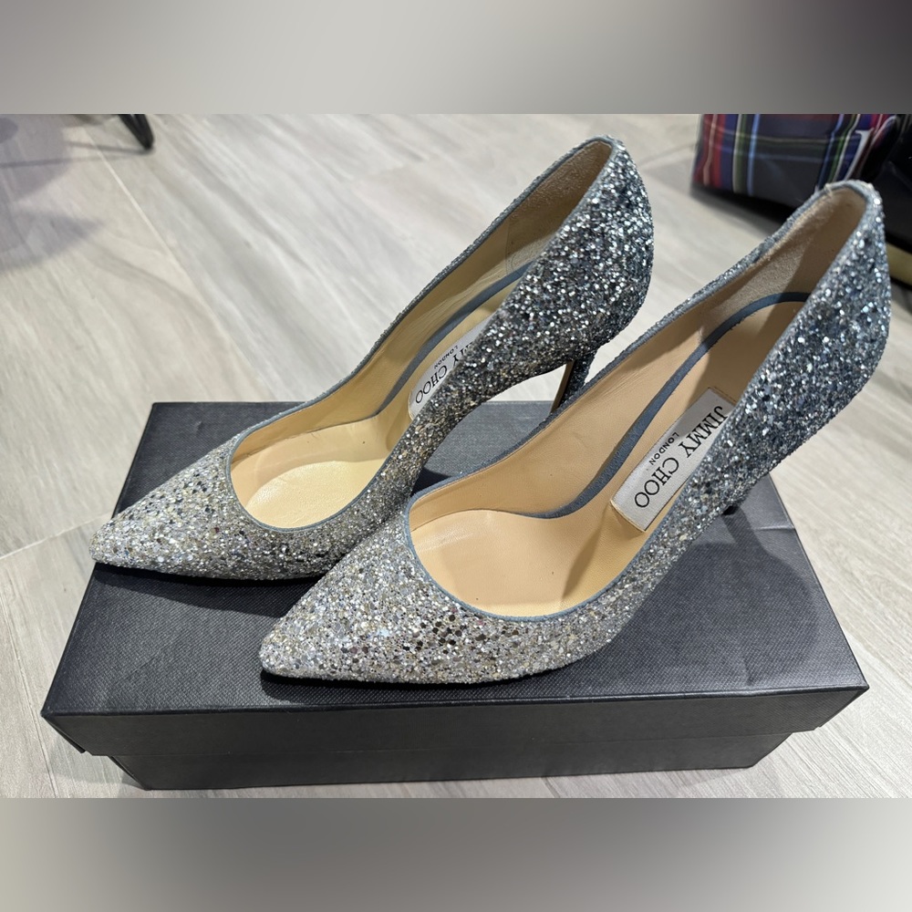 Jimmy Choo Romy glitter 85 blue/silver size 37